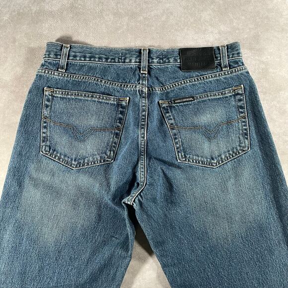 Vintage Harley Davidson Genuine Motor Biker Medium Wash Denim Blue Jeans - Picture 8 of 8